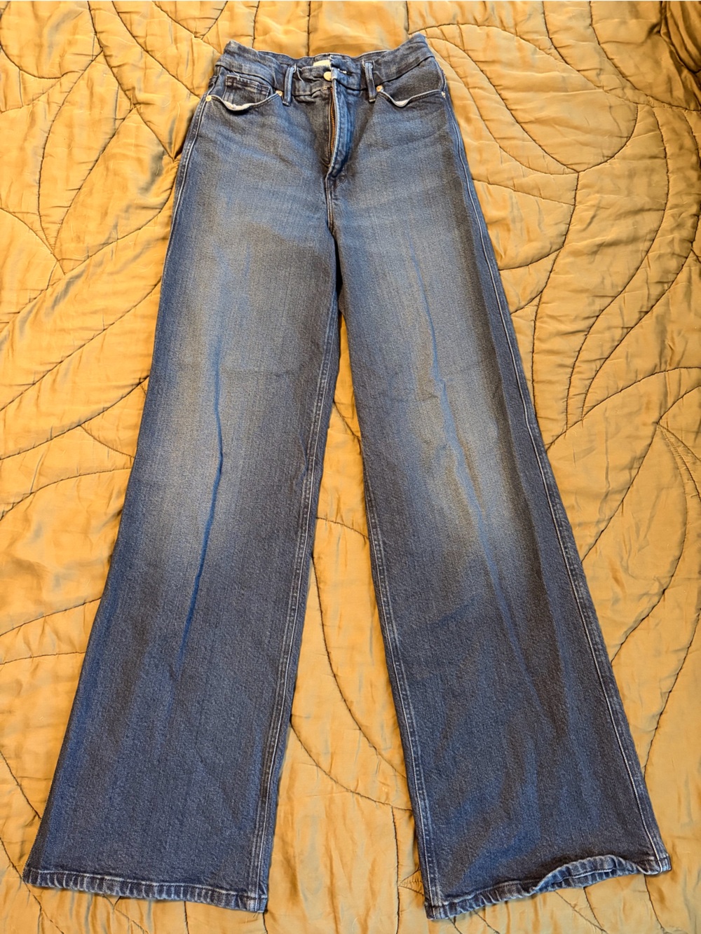 Good American Good Skate Wide-Leg Blue Denim Jeans